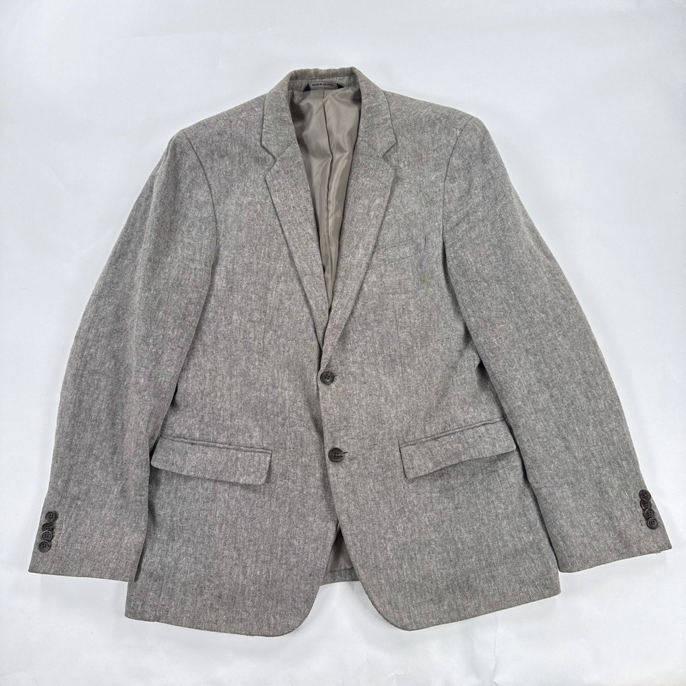 Banana Republic Mens Blazer 42 Grey Linen Cotton Tailored Slim Two Button Jacket